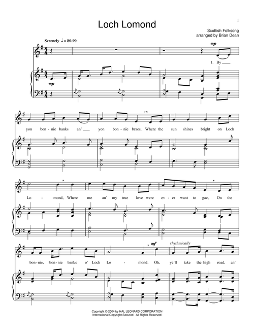 Loch Lomond - Scottish Folksong (Piano Vocal)