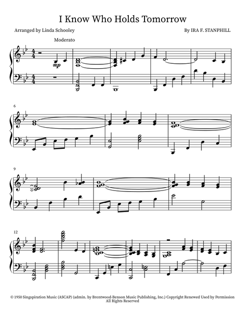 I Know Who Holds Tomorrow (Arr. Linda Schooley) - Ira F Stanphill (Piano Solo)