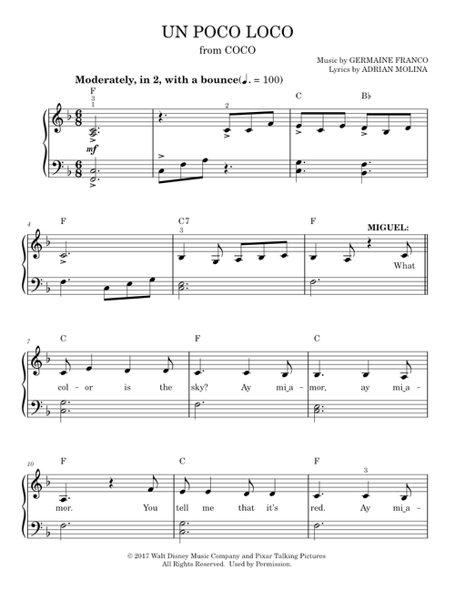 Coco - Un Poco Loco (Easy Piano)