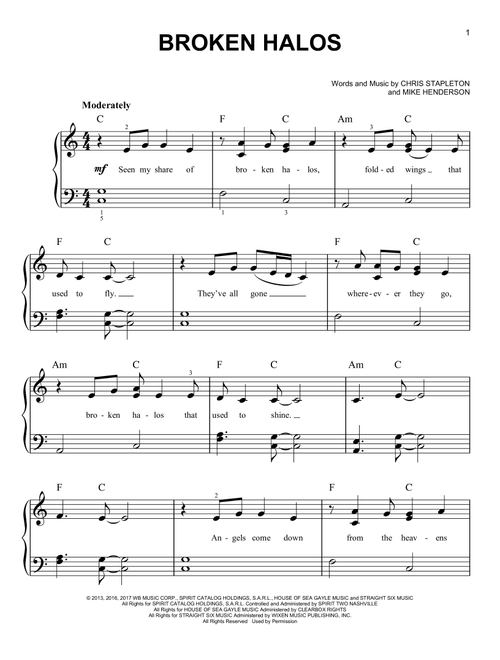 Broken Halos - Chris Stapleton (Very Easy Piano)