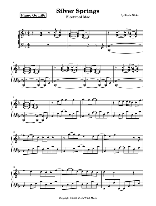 Silver Springs (Arr. Piano Go Life) - Fleetwood Mac (Piano Solo)