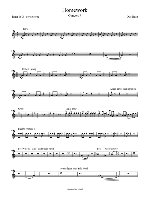 Homework - otis Rush for tenor sax
