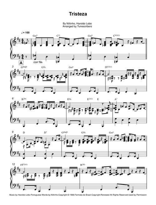 Tristeza (Arr. Tunescribers) - Niltinho, Haroldo Lobo (Piano Solo)