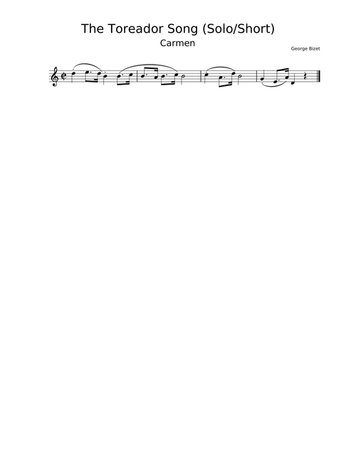 The Toreador Song - Carmen (Solo Trumpet/Short)