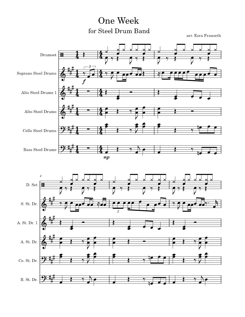 One week barenaked ladies for steel drum band sheet music for drum