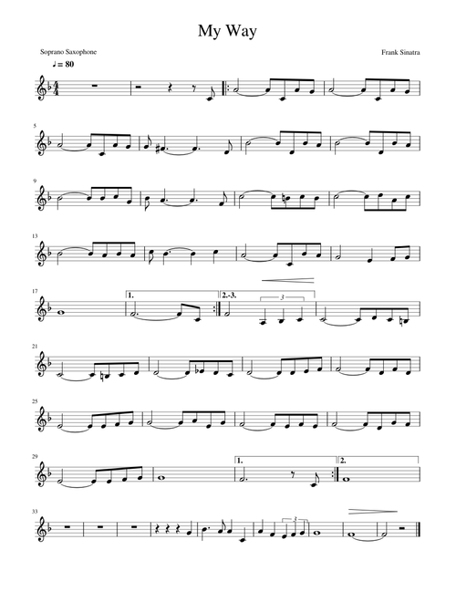 My Way - Frank Sinatra - Soprano Saxophone