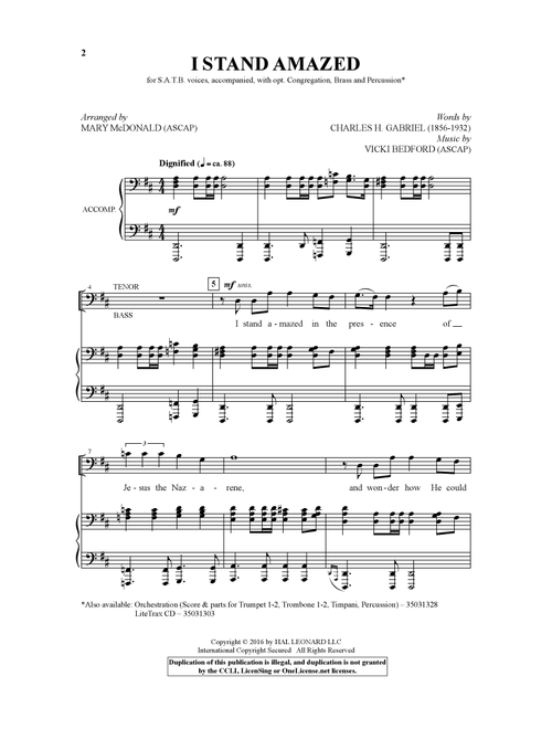 I Stand Amazed (arr. Mary McDonald) - Vicki Bedford, Charles H Gabriel (Choral, SATB)
