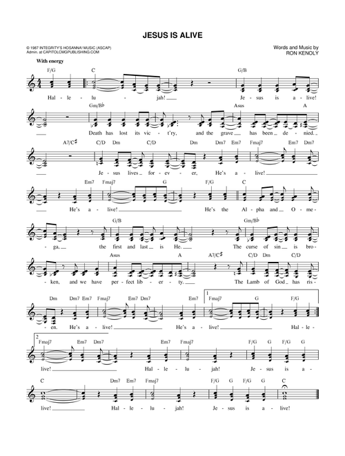 Jesus Is Alive - Ron Kenoly (Lead Sheet - Fake Book)