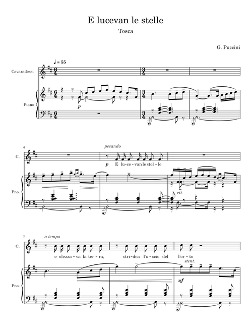E lucevan le stelle - G. Puccini