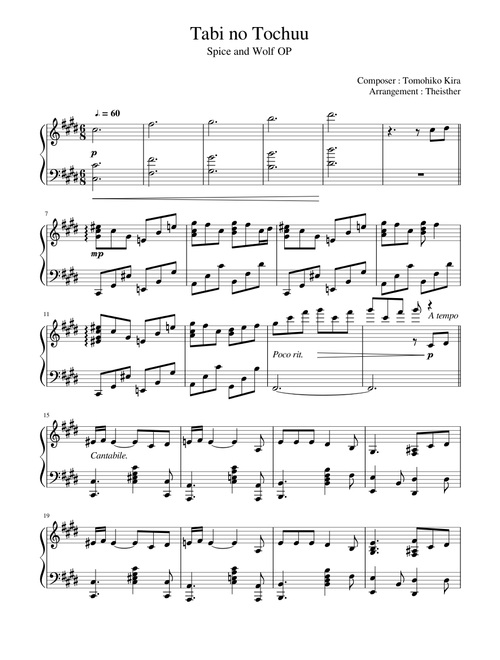 Spice and Wolf OP : Tabi no Tochuu (Theishter arrangement)