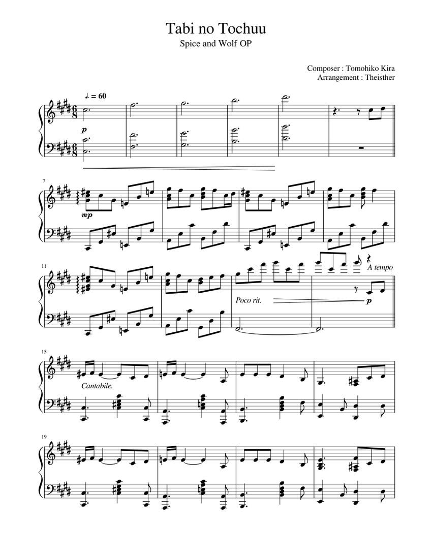 Spice and Wolf OP : Tabi no Tochuu (Theishter arrangement