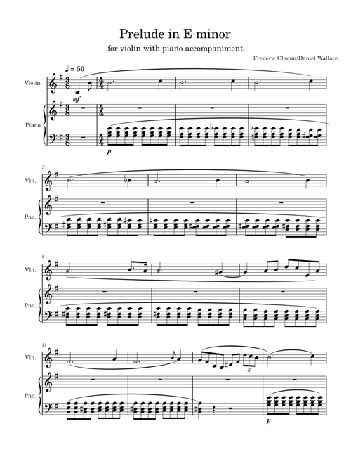 Prelude in E minor Op. 28 No. 4 – Frédéric Chopin /Daniel Wallace