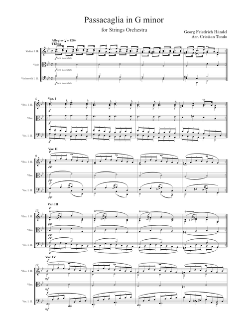 Suite No. 7 in G Minor, HWV 432/6: Passacaglia – Georg Friedrich Händel / Arr. Cristian Tondo