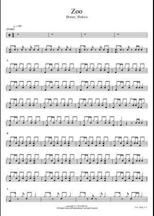 Play Official version of Zoo Sheet Music by Shakira for Piano ...