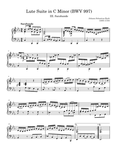 Lute Suite in C Minor (BWV 997): III. Sarabande