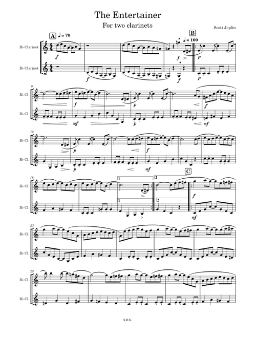 The Entertainer (2 clarinets)