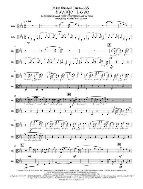Savage Love (Arr. Nicolás Cortés Castillo) - Jason Derulo & Jawsh 685 (Viola Solo)