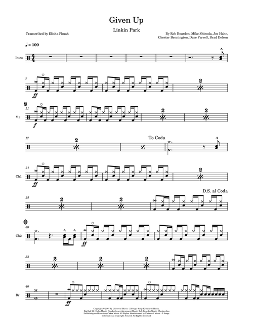 Given Up (Arr. Elisha Phuah) - Linkin Park (Drums)