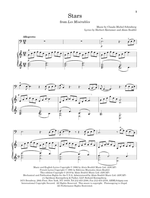 Stars (from Les Miserables) - Boublil and Schonberg, Alain Boublil, Herbert Kretzmer (Cello and Piano)