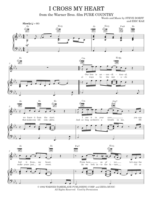 I Cross My Heart - George Strait (Piano-Vocal-Guitar)