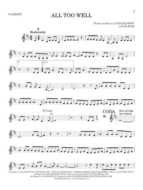 All Too Well - Taylor Swift (Clarinet Solo)