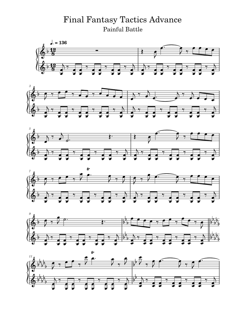 ファイナルファンタジータクティクス　ピアノ　楽譜 ファイナルファンタジー タクティクス 楽譜 ピアノソロ FF TACTICS