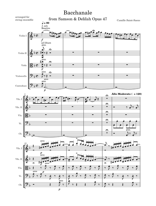 Samson et Dalila, Op. 47: Danse Bacchanale – Camille Saint-Saëns Danse Bacchanale - Camille Saint-Saens arr. for Strings