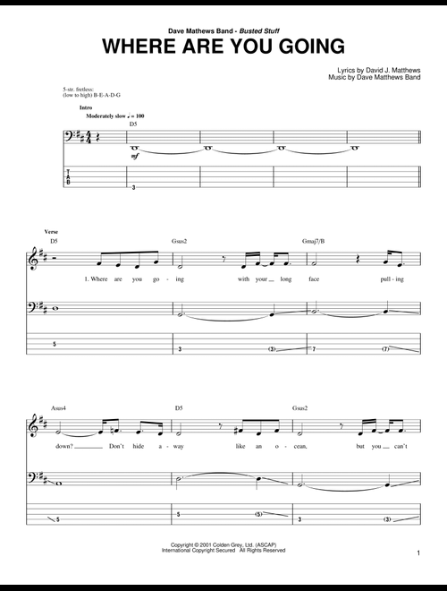 Where Are You Going - Dave Matthews Band (Bass Tab)