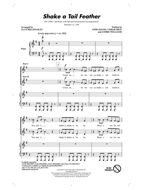 Shake A Tail Feather (Arr. Alan Billingsley) - Ray Charles, Andre Williams (Choral, 2-Part)