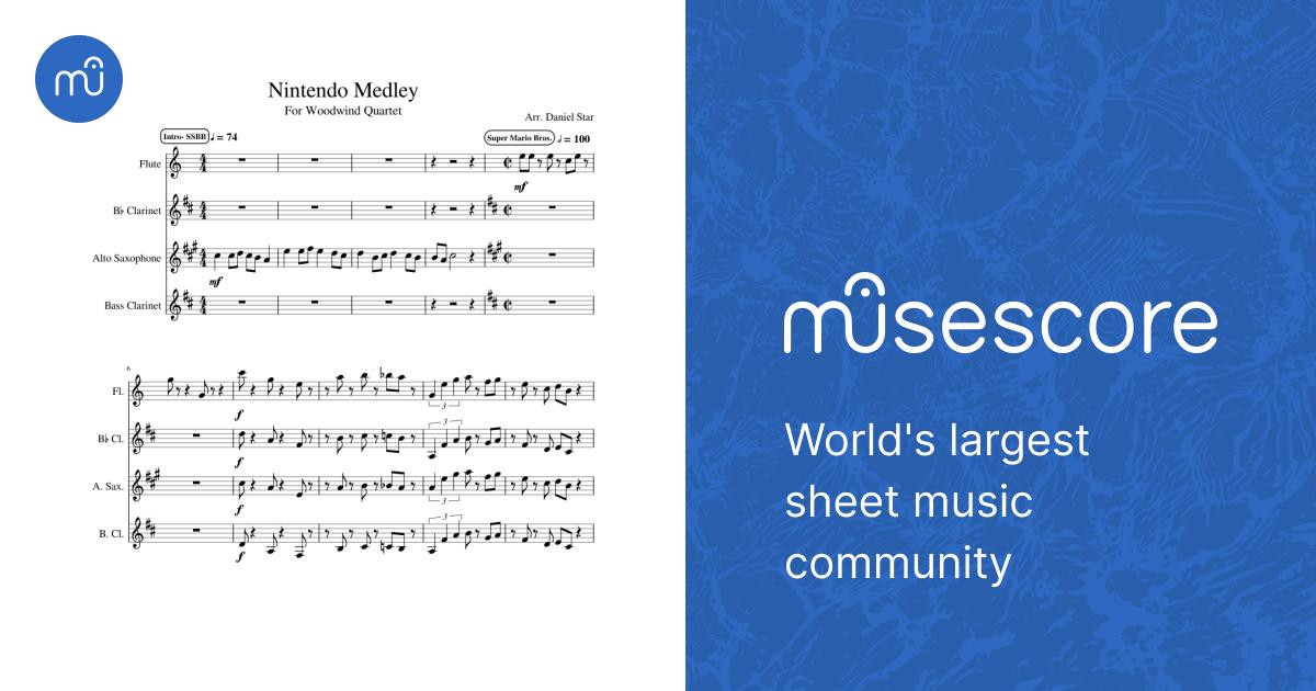 Nintendo Medley for Woodwind Quartet Sheet Music for Flute