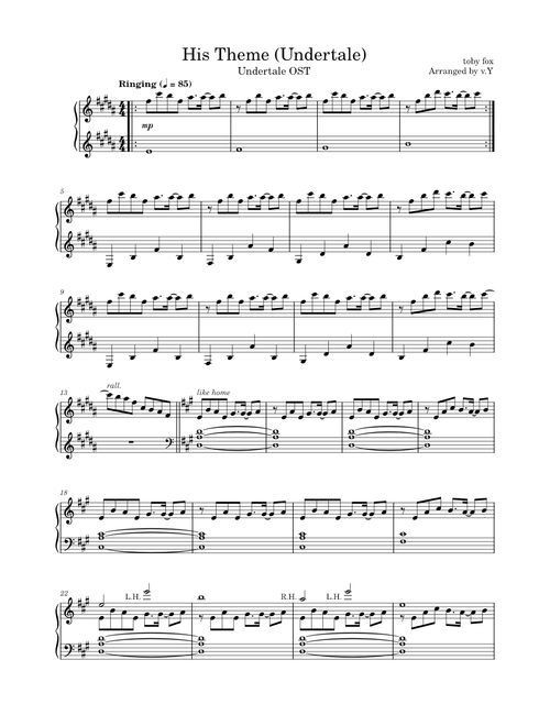 Undertale (His Theme) – Toby Fox