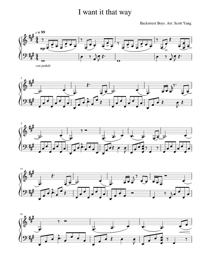 I want it that way Sheet music for Piano (Solo)