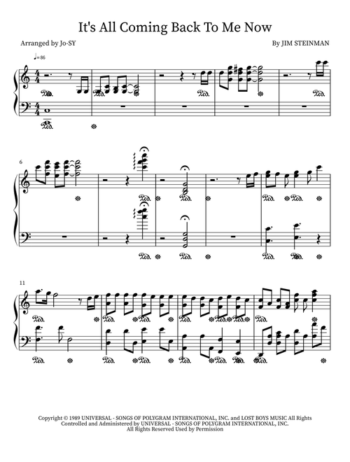 It's All Coming Back To Me Now (Arr. Jo-SY) - Celine Dion (Piano Solo)