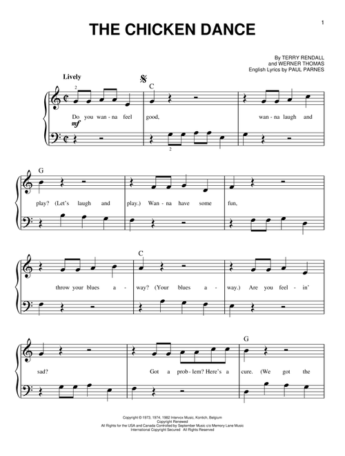 The Chicken Dance - Werner Thomas (Very Easy Piano)