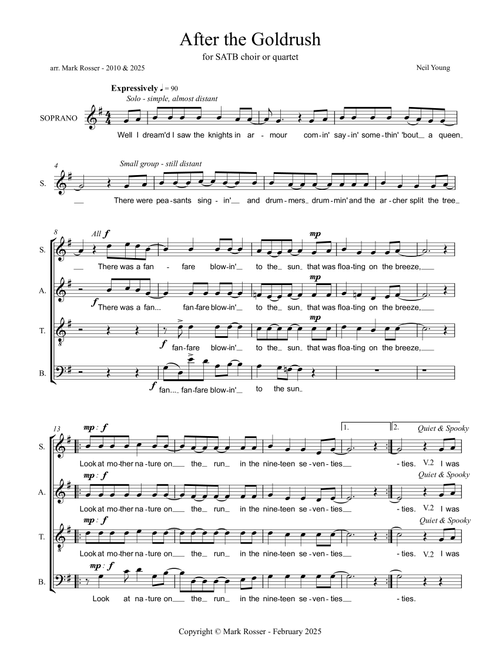 After The Gold Rush (Arr. Mark Rosser) - Neil Young (Choral, SATB)