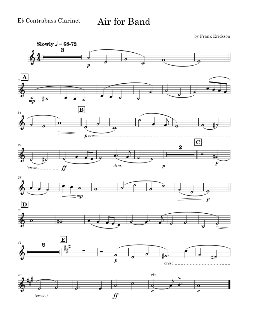 Air for Band Frank Erickson (custom Eb Contrabass part