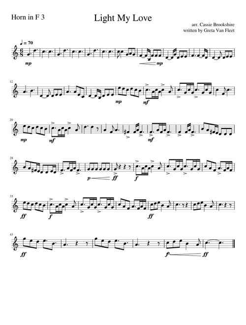 Light My Love - Greta Van Fleet (Horn in F 3)