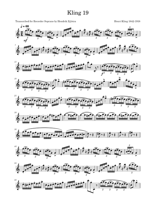 Kling H, Etude 19, Recorder S