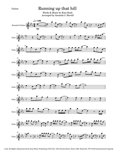 Running Up That Hill (Arr. Amanda's Music Channel) - Kate Bush (Solo Guitar)