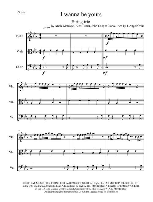 I Wanna Be Yours (Arr. José angel Ortiz ramirez) - Arctic Monkeys (String Ensemble)