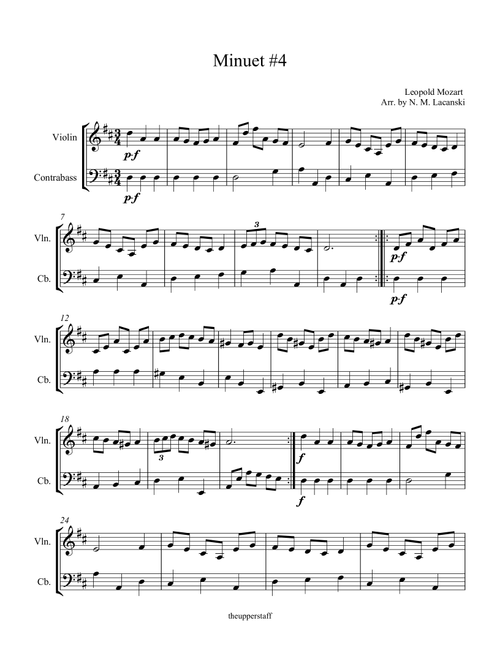 Minuet #4 (Arr. Nick Lacanski) - Mozart, Leopold (Instrumental Duet)