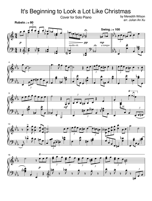 It's Beginning to Look a Lot Like Christmas - For Solo Piano