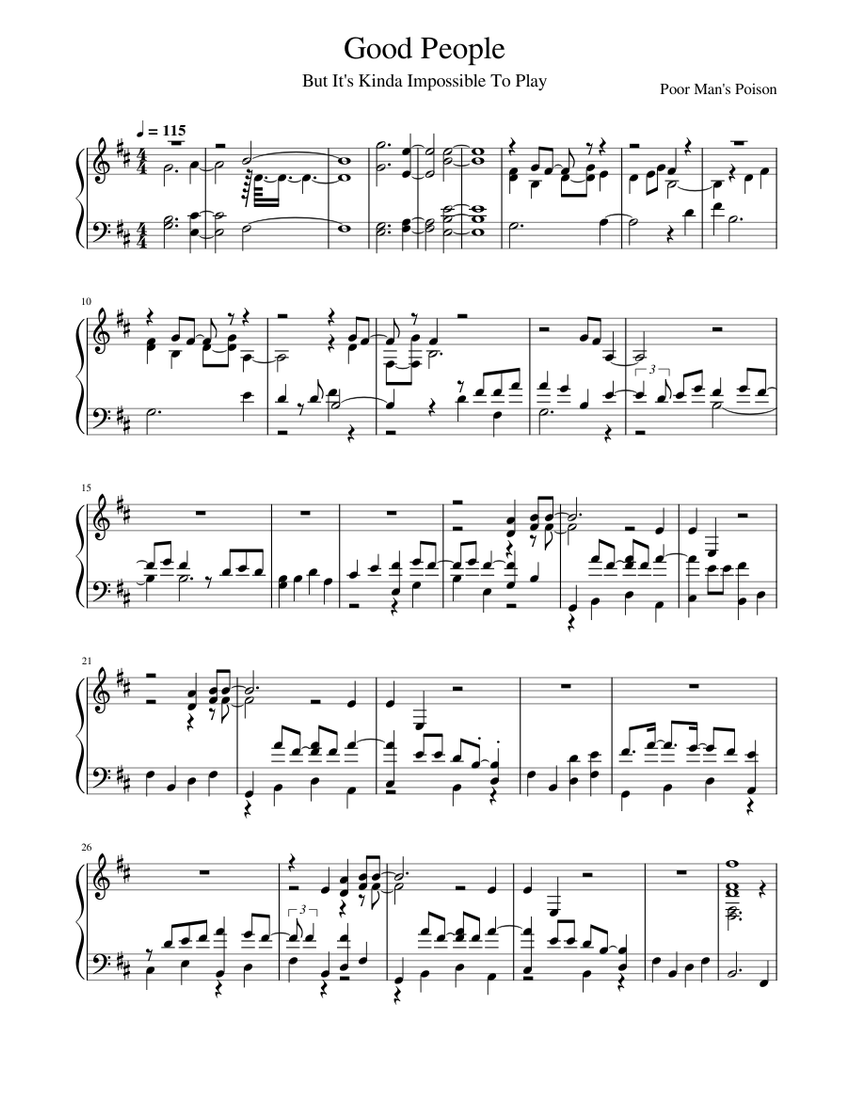 Good People - Poor Man's Poison Sheet music for Piano (Piano Four Hand ...