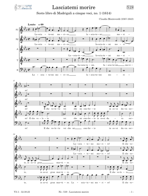 Lasciatemi morire – Claudio Monteverdi