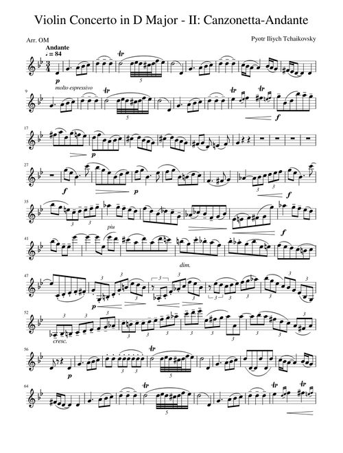 Violin Concerto In D Op.35 - II- Canzonetta-Andante - P.I. Tchaikovsky