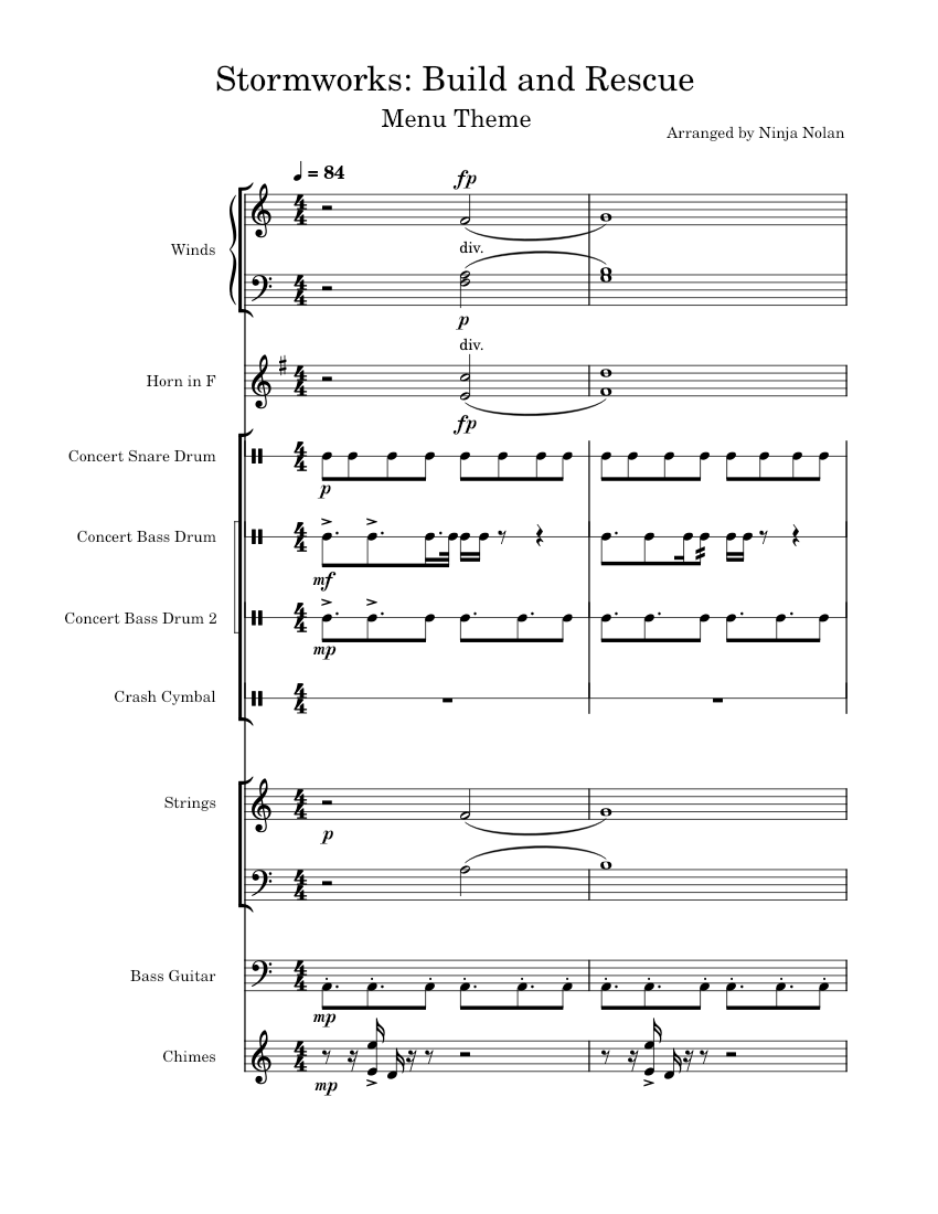 Stormworks Build and Rescue Menu Theme Sheet music for French horn