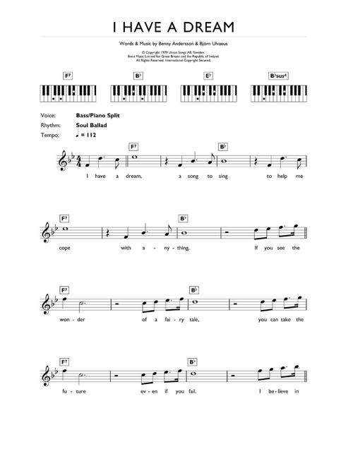I Have A Dream - ABBA (Piano Chords-Lyrics)