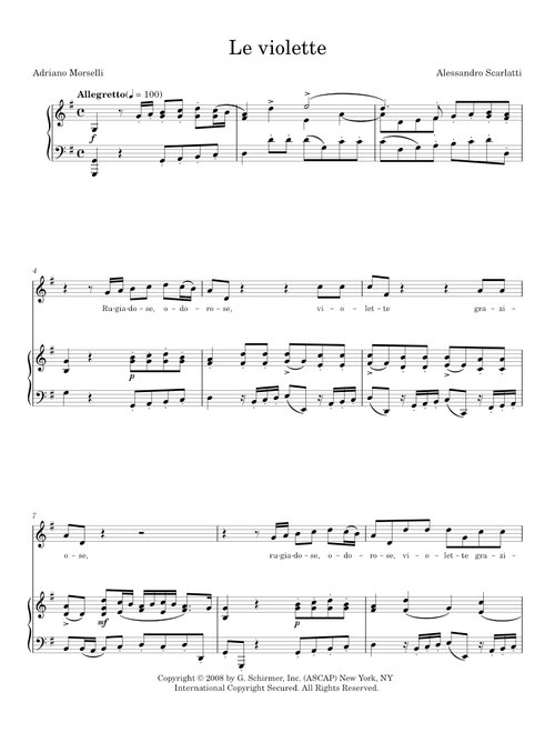 Le Violette - Adriano Morselli, Alessandro Scarlatti (Piano Vocal)