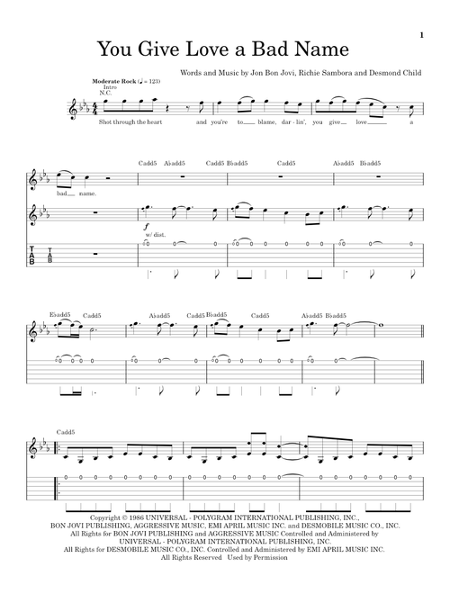 You Give Love A Bad Name - Bon Jovi (School of Rock - Guitar Tab)