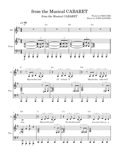 Maybe This Time (from Cabaret) – John Kander and Fred Ebb